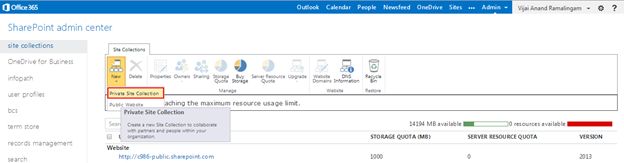 Site Collections tab